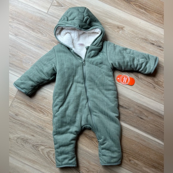 wonder nation Other - Wonder Nation Green Sherpa-Lined Bunting Suit Pram Stroller Coverall 6-9 Months